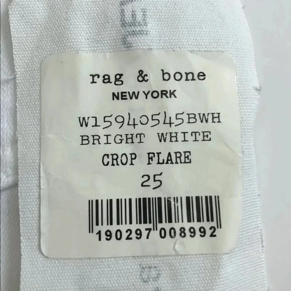 NWT! RAG & BONE Mid-Rise Cropped Flare-Leg Jeans in Bright White - Picture 13 of 15